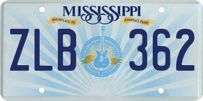 MS license plate ZLB362