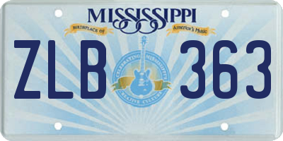 MS license plate ZLB363