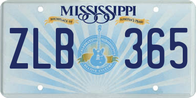 MS license plate ZLB365