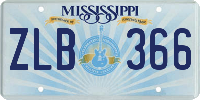 MS license plate ZLB366