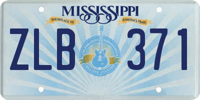 MS license plate ZLB371