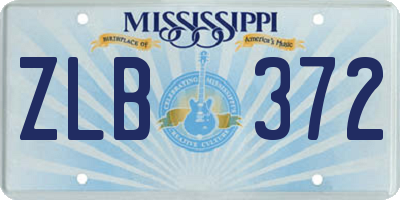 MS license plate ZLB372