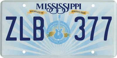 MS license plate ZLB377
