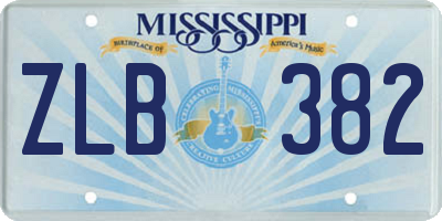 MS license plate ZLB382