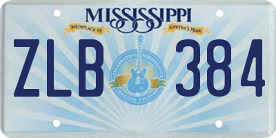 MS license plate ZLB384