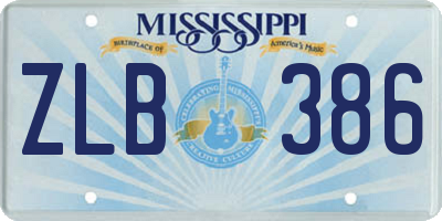MS license plate ZLB386
