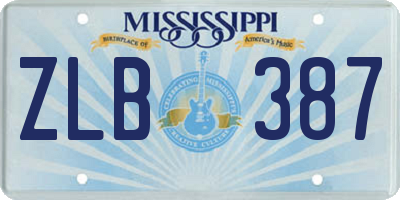 MS license plate ZLB387