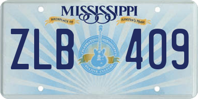 MS license plate ZLB409