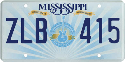 MS license plate ZLB415