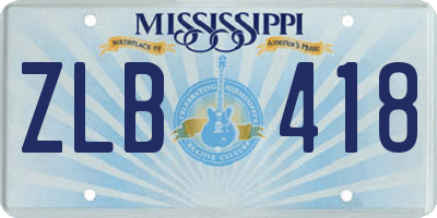 MS license plate ZLB418