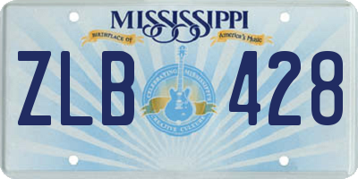 MS license plate ZLB428