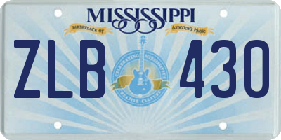 MS license plate ZLB430