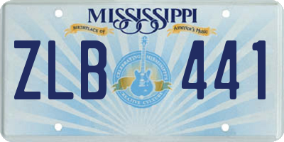 MS license plate ZLB441