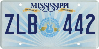 MS license plate ZLB442
