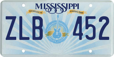 MS license plate ZLB452