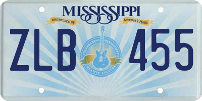 MS license plate ZLB455