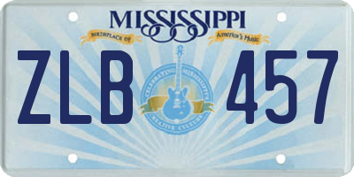 MS license plate ZLB457