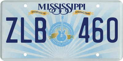 MS license plate ZLB460