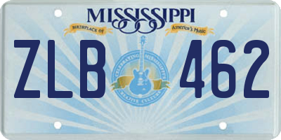 MS license plate ZLB462