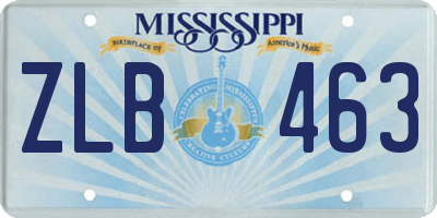 MS license plate ZLB463