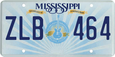 MS license plate ZLB464