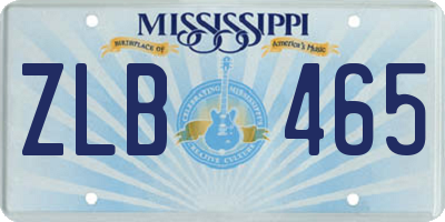 MS license plate ZLB465