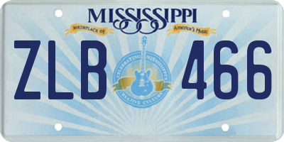 MS license plate ZLB466
