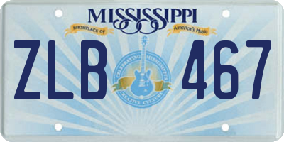 MS license plate ZLB467