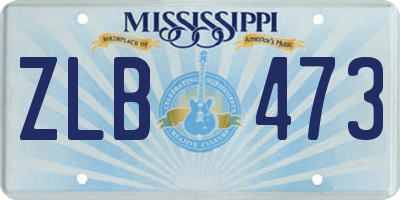 MS license plate ZLB473