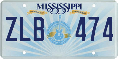 MS license plate ZLB474