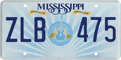 MS license plate ZLB475