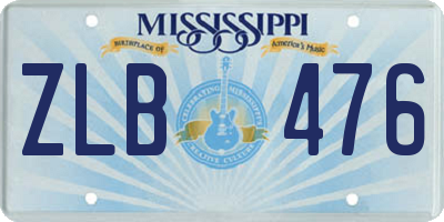 MS license plate ZLB476
