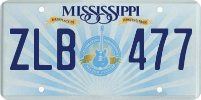 MS license plate ZLB477