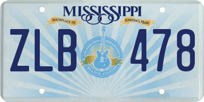 MS license plate ZLB478