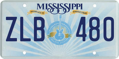 MS license plate ZLB480