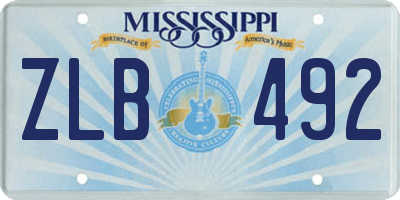 MS license plate ZLB492