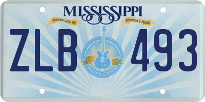 MS license plate ZLB493
