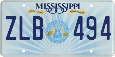 MS license plate ZLB494