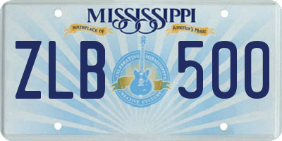 MS license plate ZLB500