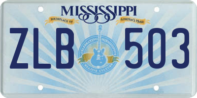 MS license plate ZLB503