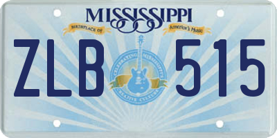 MS license plate ZLB515