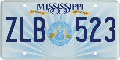 MS license plate ZLB523