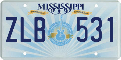 MS license plate ZLB531