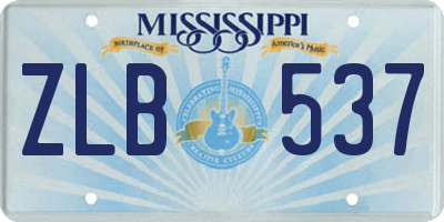 MS license plate ZLB537