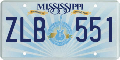 MS license plate ZLB551