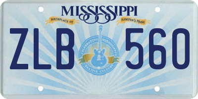 MS license plate ZLB560