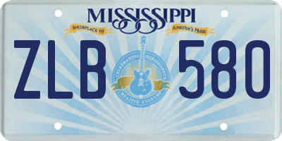 MS license plate ZLB580