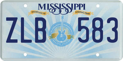 MS license plate ZLB583