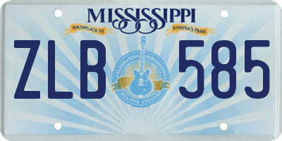 MS license plate ZLB585