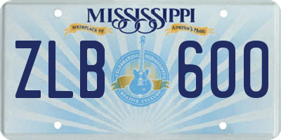 MS license plate ZLB600
